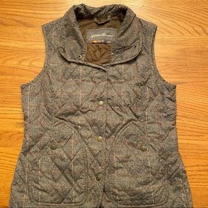 Eddie Bauer Sport Shop Brown Plaid Vest Size Medium